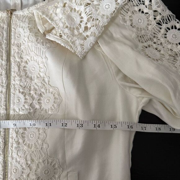 Vintage Anne Fontaine Neoma Jacket Sz 38 Small White Lace Linen Blend Full Zip - Picture 14 of 15